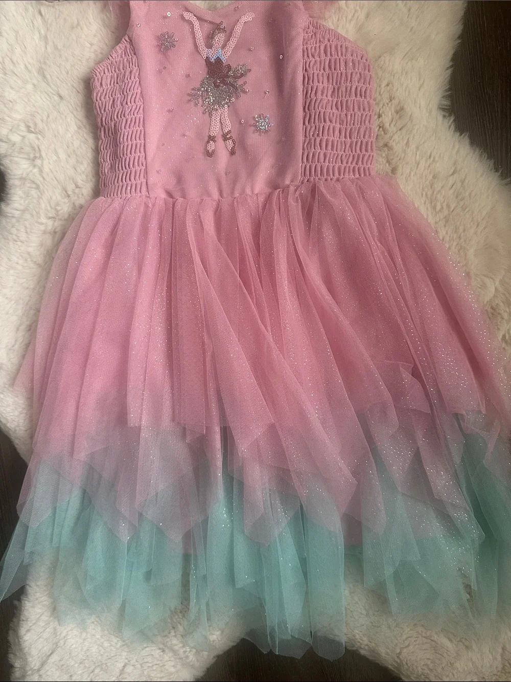 Zunie Pink & Aqua Tulle Ballerina Dress 6X